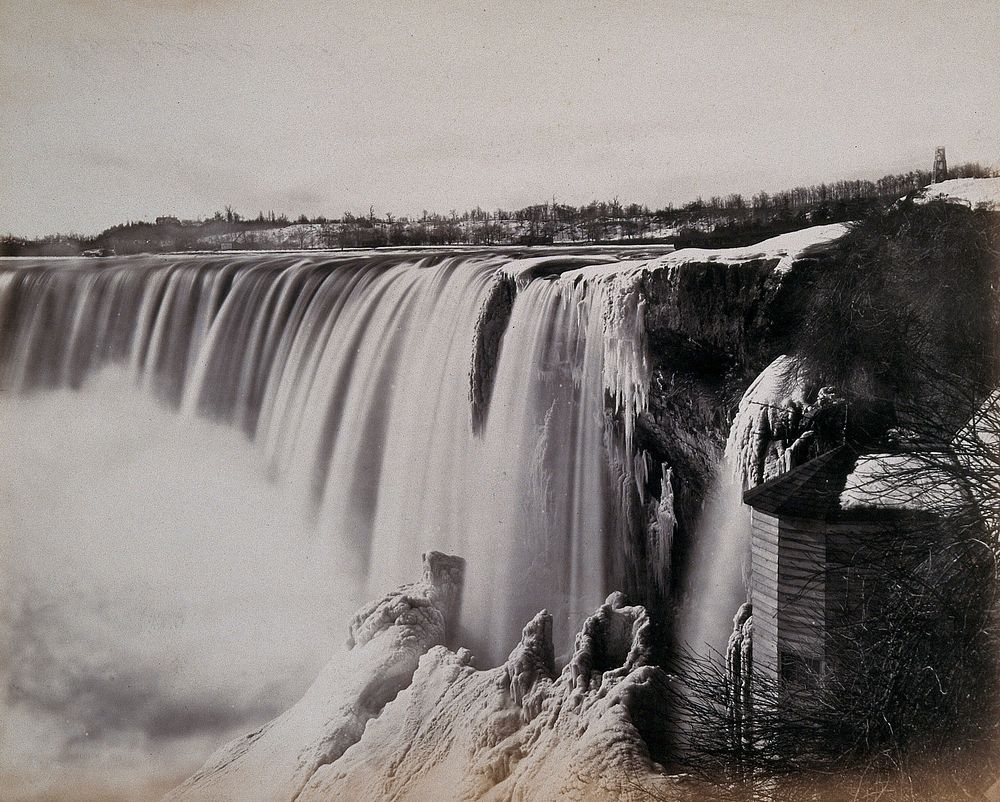 Niagara Falls, Canada: the Horseshoe (or Canadian) Fall, in winter. Photograph by Francis Frith, ca. 1880.