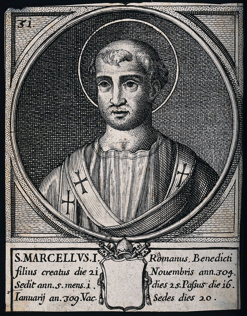 Pope Marcellus I. Engraving.