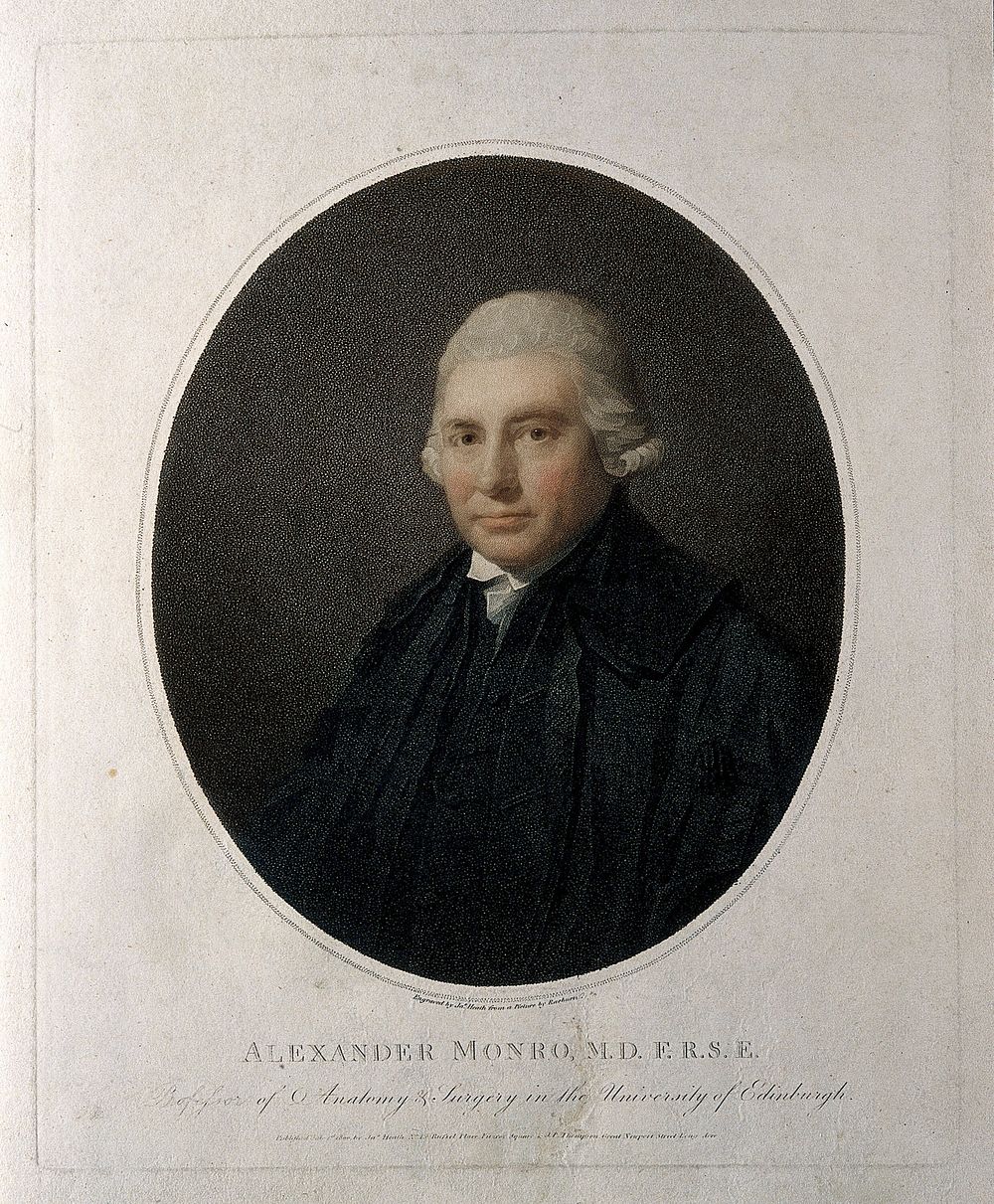 Alexander Monro. Coloured stipple engraving by J. Heath, 1800, after H. Raeburn.