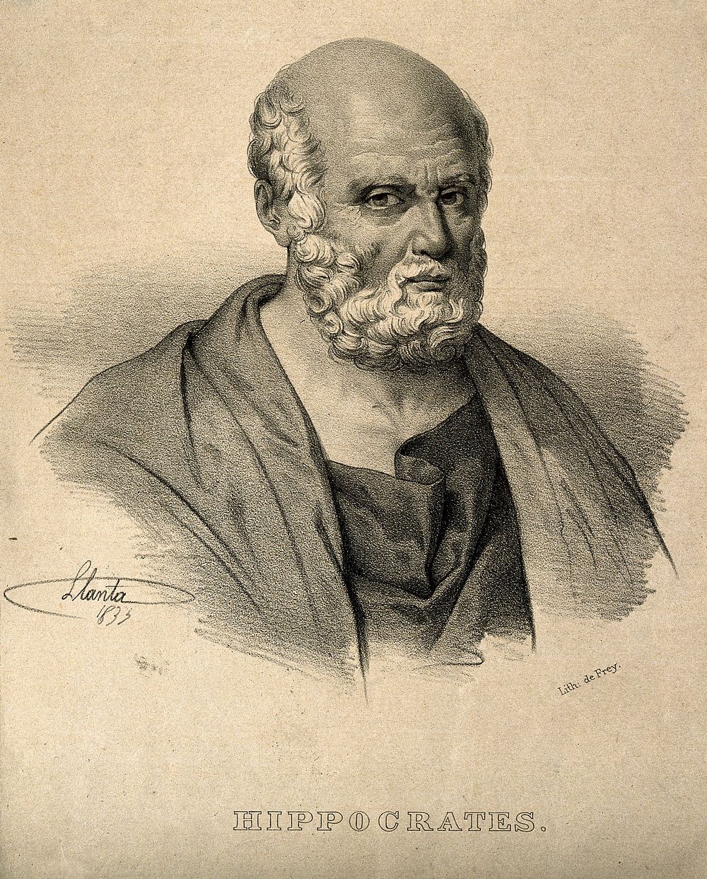 Hippocrates. Lithograph by J. Llanta, 1835.