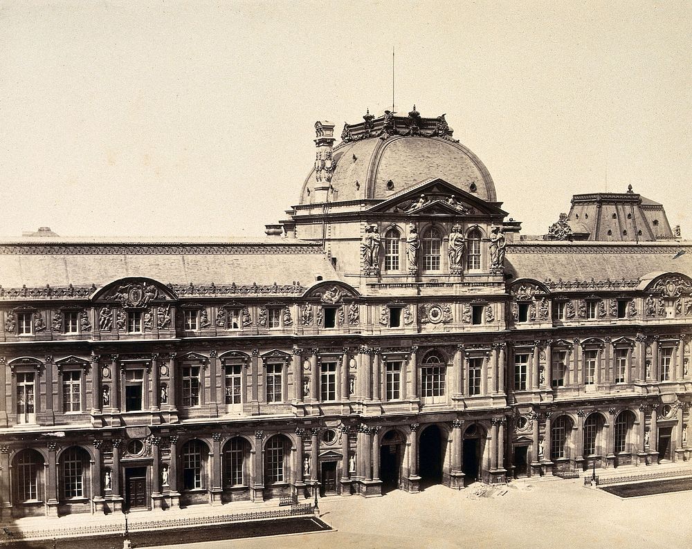 The Louvre, Paris, France: elevated view. Photograph by Achille Quinet, ca. 1870.