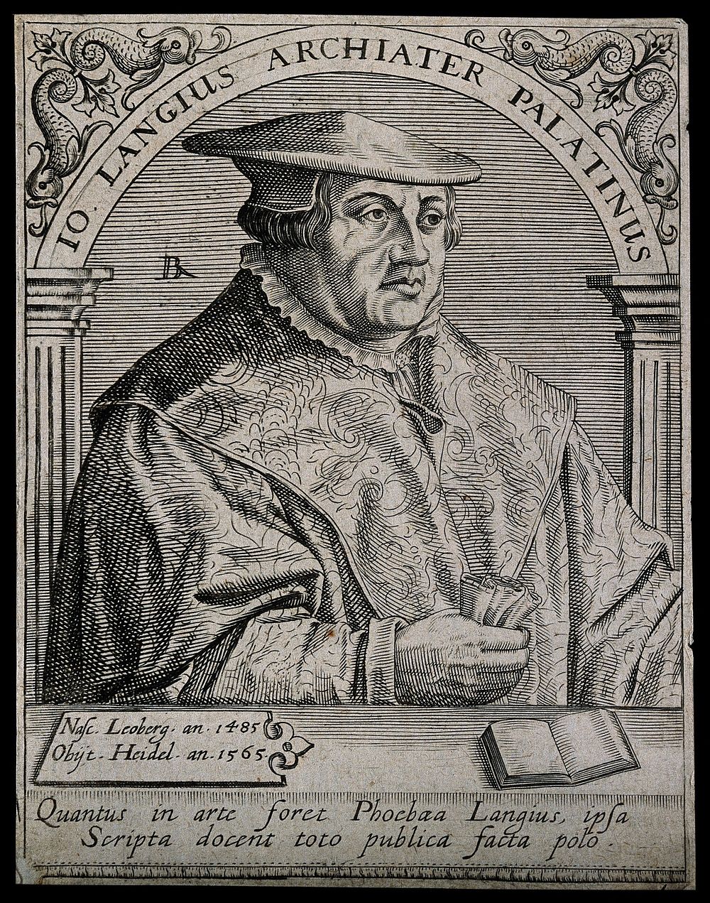 Johannes Lange. Line engraving by T. de Bry, 1645.