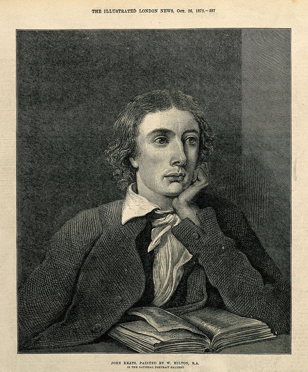 John Keats. Wood engraving after W. Hilton.