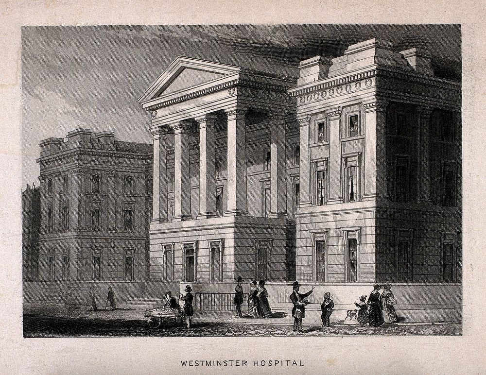 St. George's Hospital, Hyde Park Corner. Engraving.