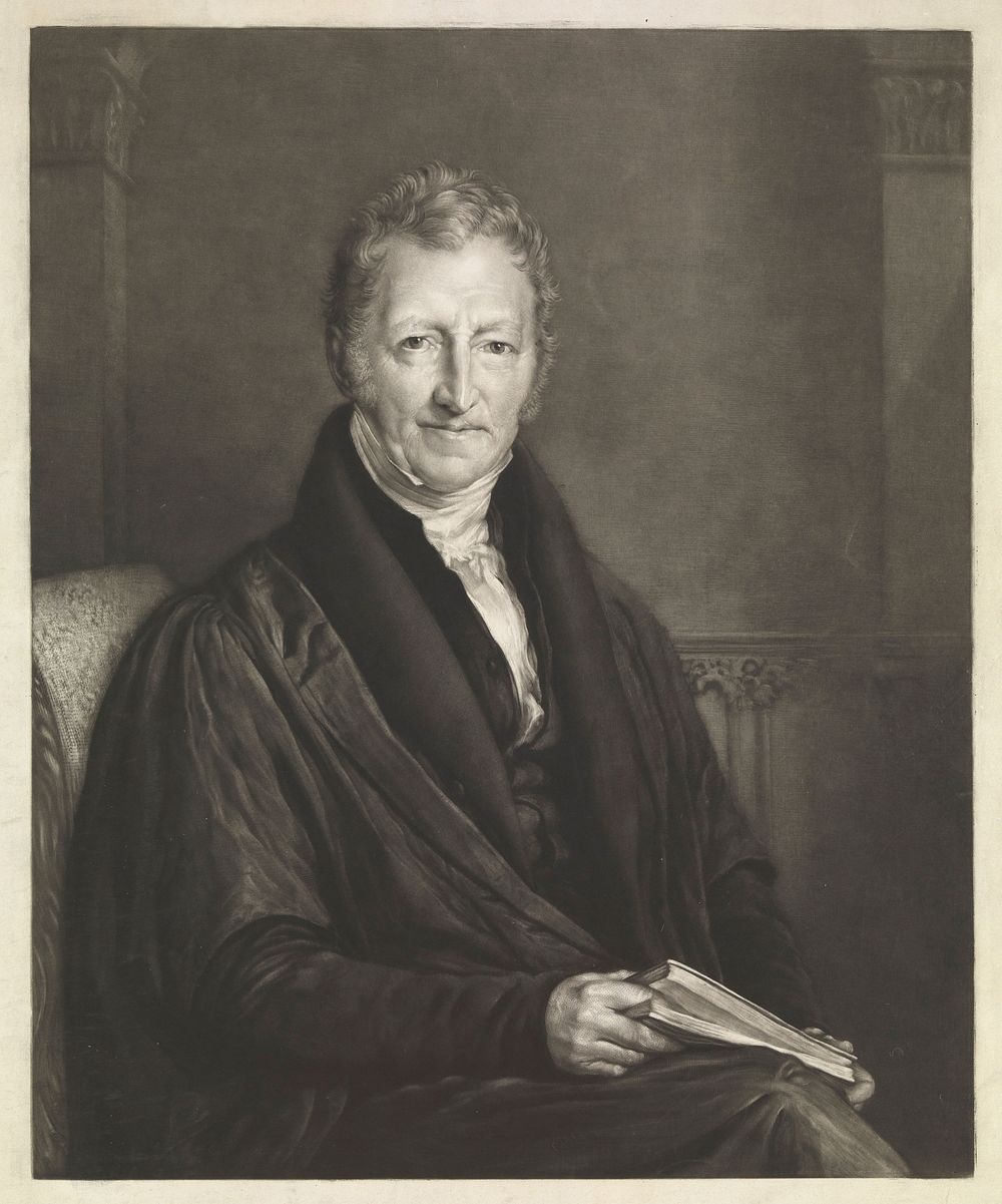 Thomas Robert Malthus. Mezzotint by John Linnell, 1834.