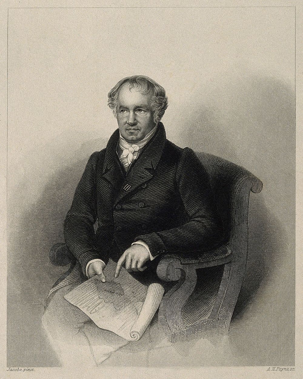 Friedrich Heinrich Alexander von Humboldt. Stipple engraving by A. H. Payne after Jacobs.