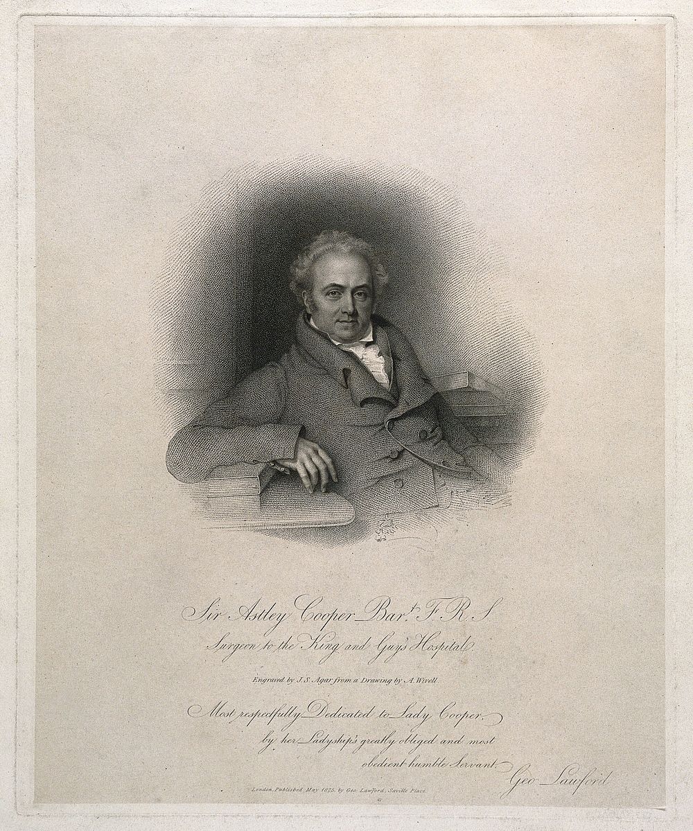 Sir Astley Paston Cooper. Stipple engraving by J. S. Agar, 1825, after A. Wivell.