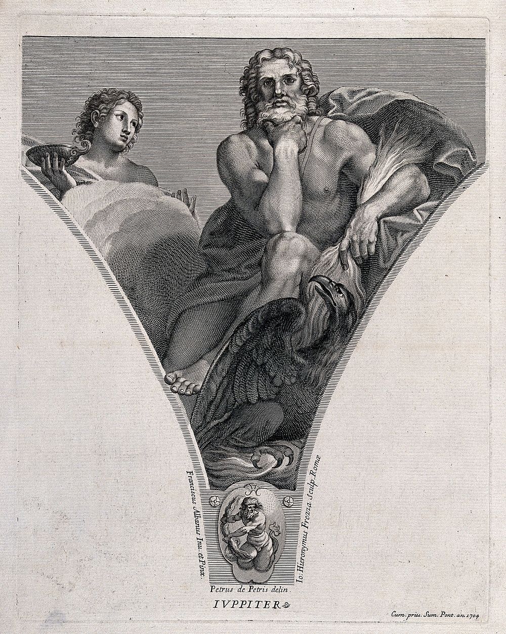 Jupiter [Zeus]. Engraving by G.H. Frezza, 1704, after P. de Petris after F. Albani.