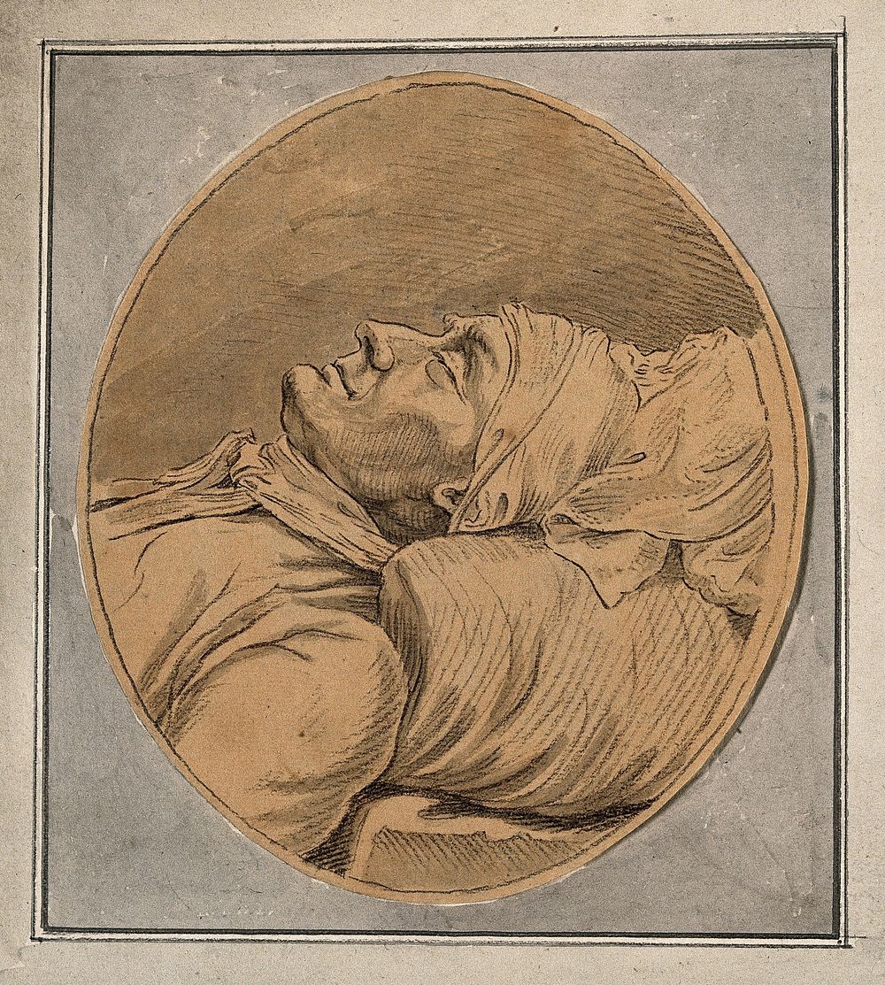 Jean Conradin Heidegger, Bürgermeister of Zurich, on his death-bed. Drawing, c. 1789.