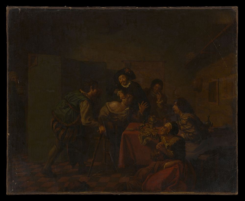 Tooth extraction. Oil painting attributed to a member of the Horemans family.