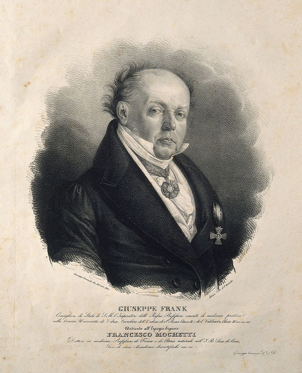 Joseph Frank. Lithograph by G. Cornienti, 1832.