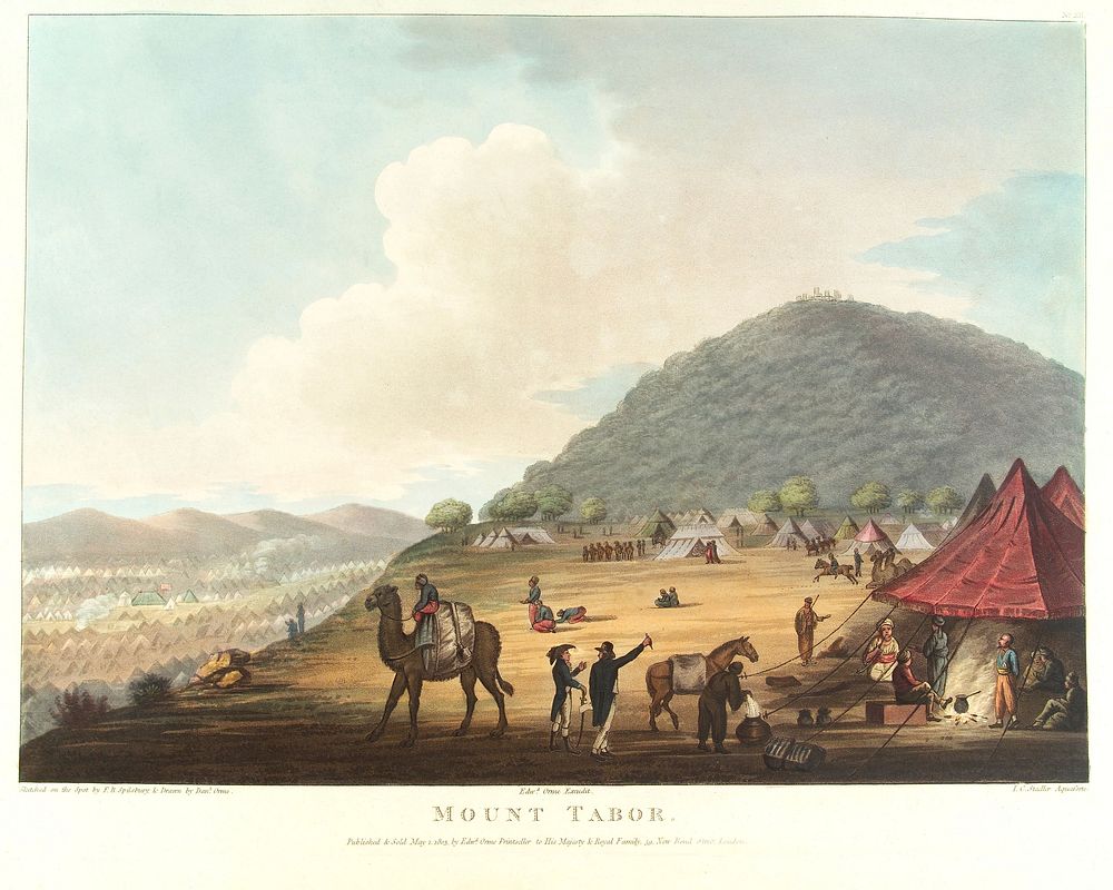 Mount Tabor, showing the encampment of the Turkish Army, c. October 1799, during the Defence of the Ottoman Empire against…