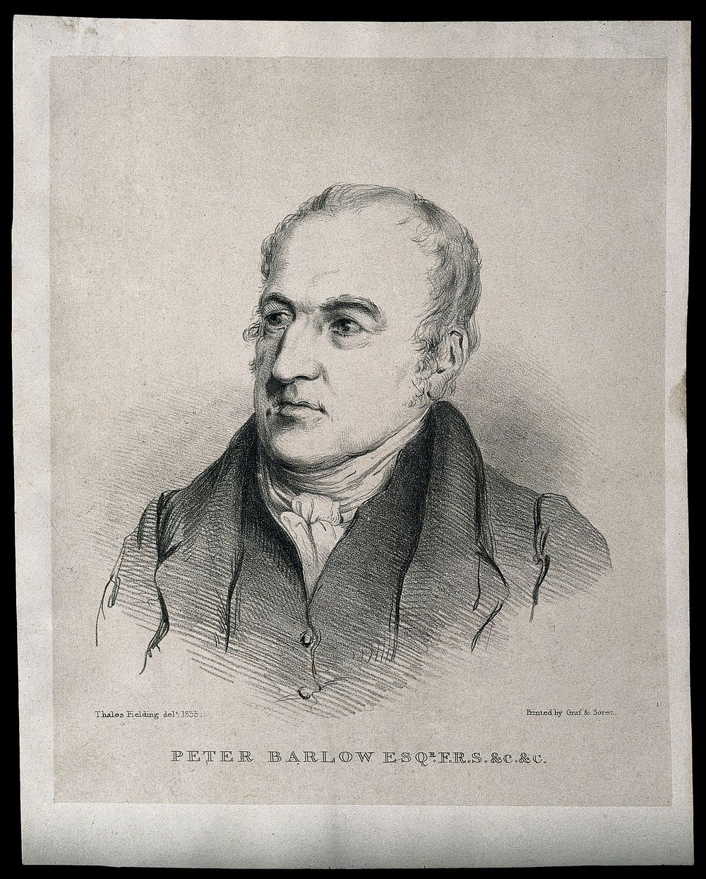 Peter Barlow. Stipple engraving after Thales Fielding, 1835.