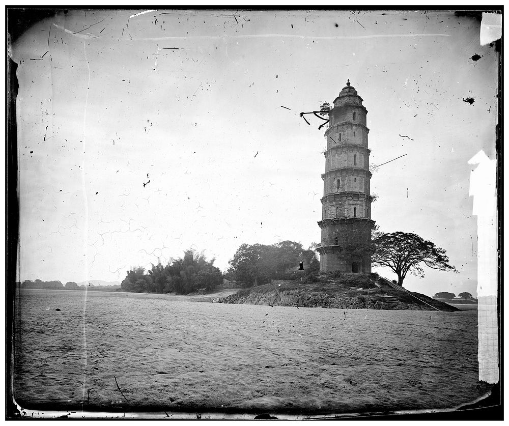 Chaozhou, Kwangtung province, China: Phoenix pagoda. Photograph by John Thomson, 1870.