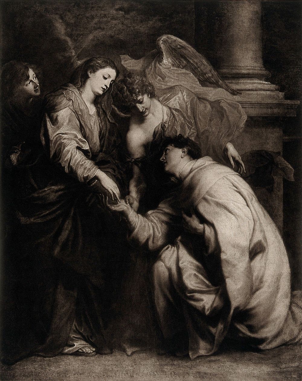 The Blessed Herman Joseph. Mezzotint after Sir A. van Dyck.