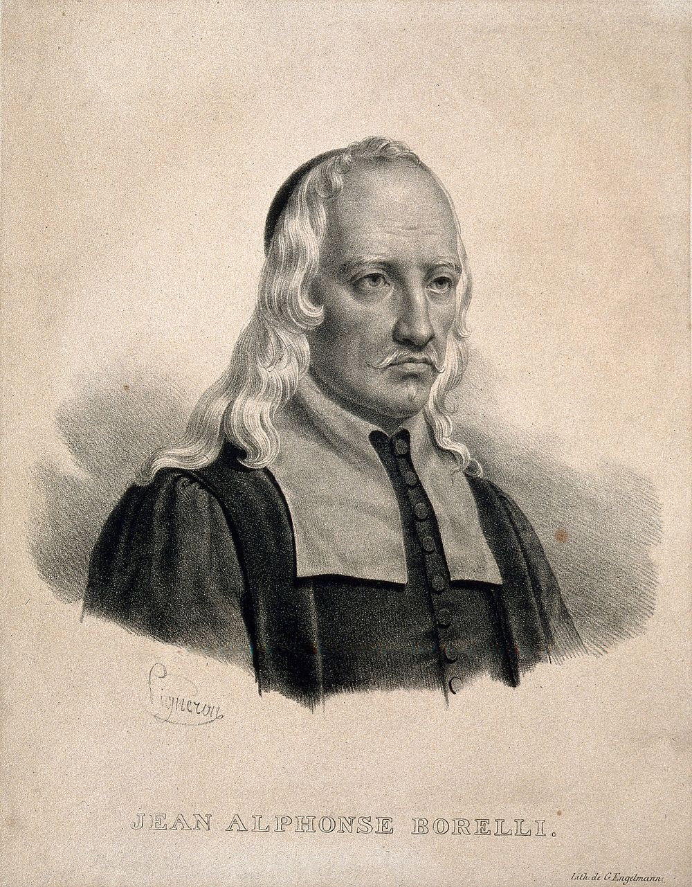 Giovanni Alphonso Borelli. Lithograph by P. R. Vignéron.