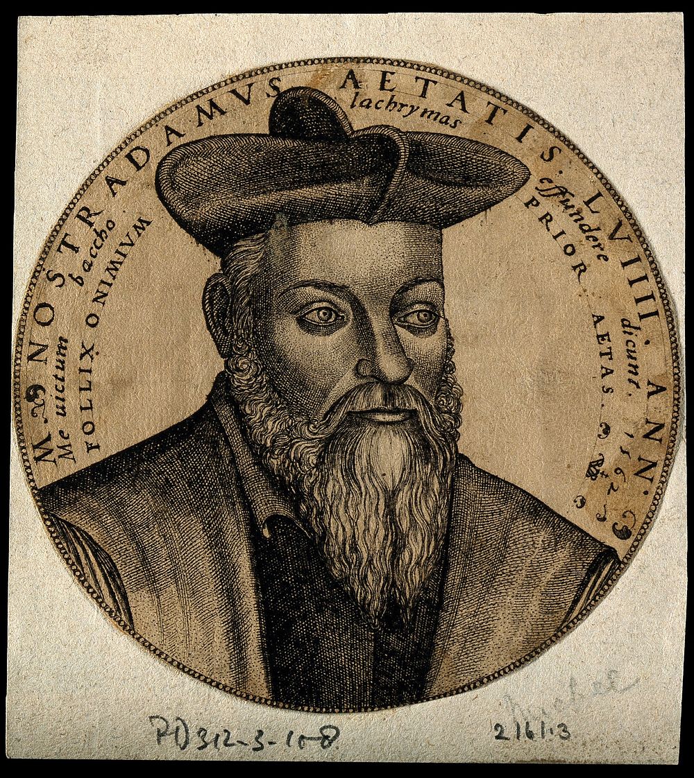 Michael Nostradamus. Line engraving.