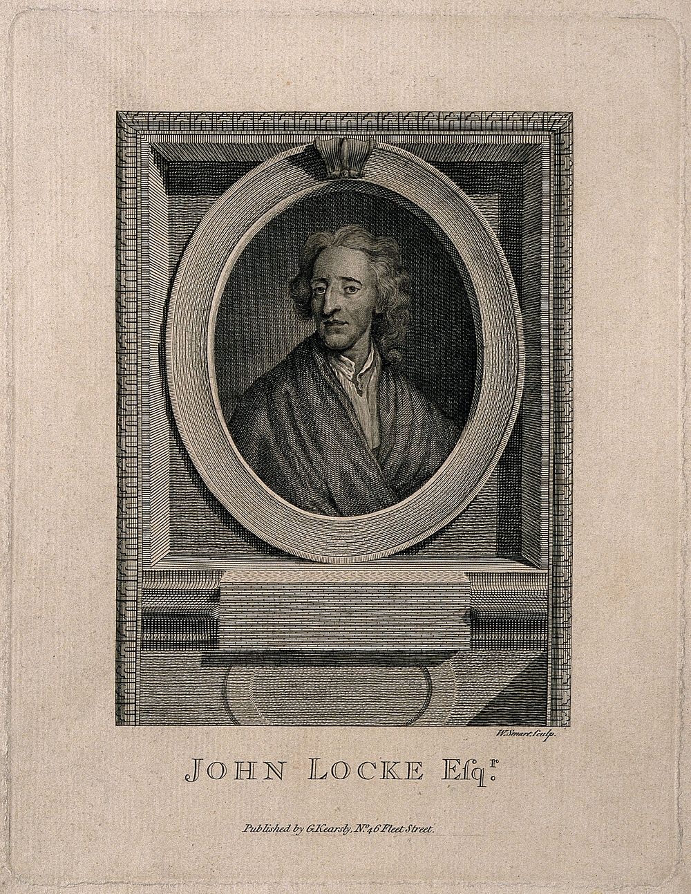 John Locke. Line engraving by W. Smart after Sir G. Kneller.