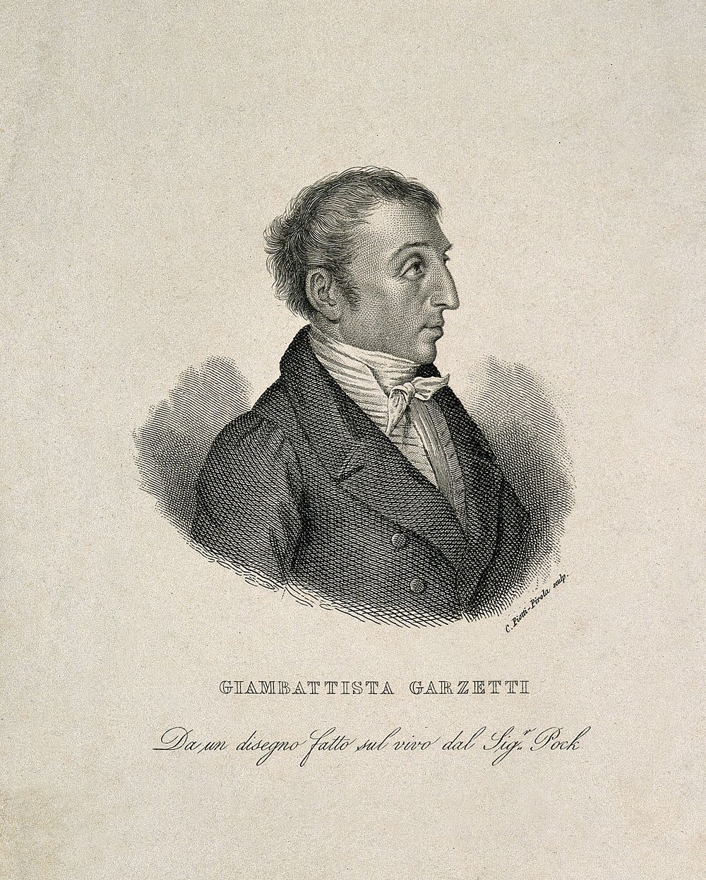 Giambattista Garzetti. Line engraving by Caterina Piotti-Pirola after Pock.