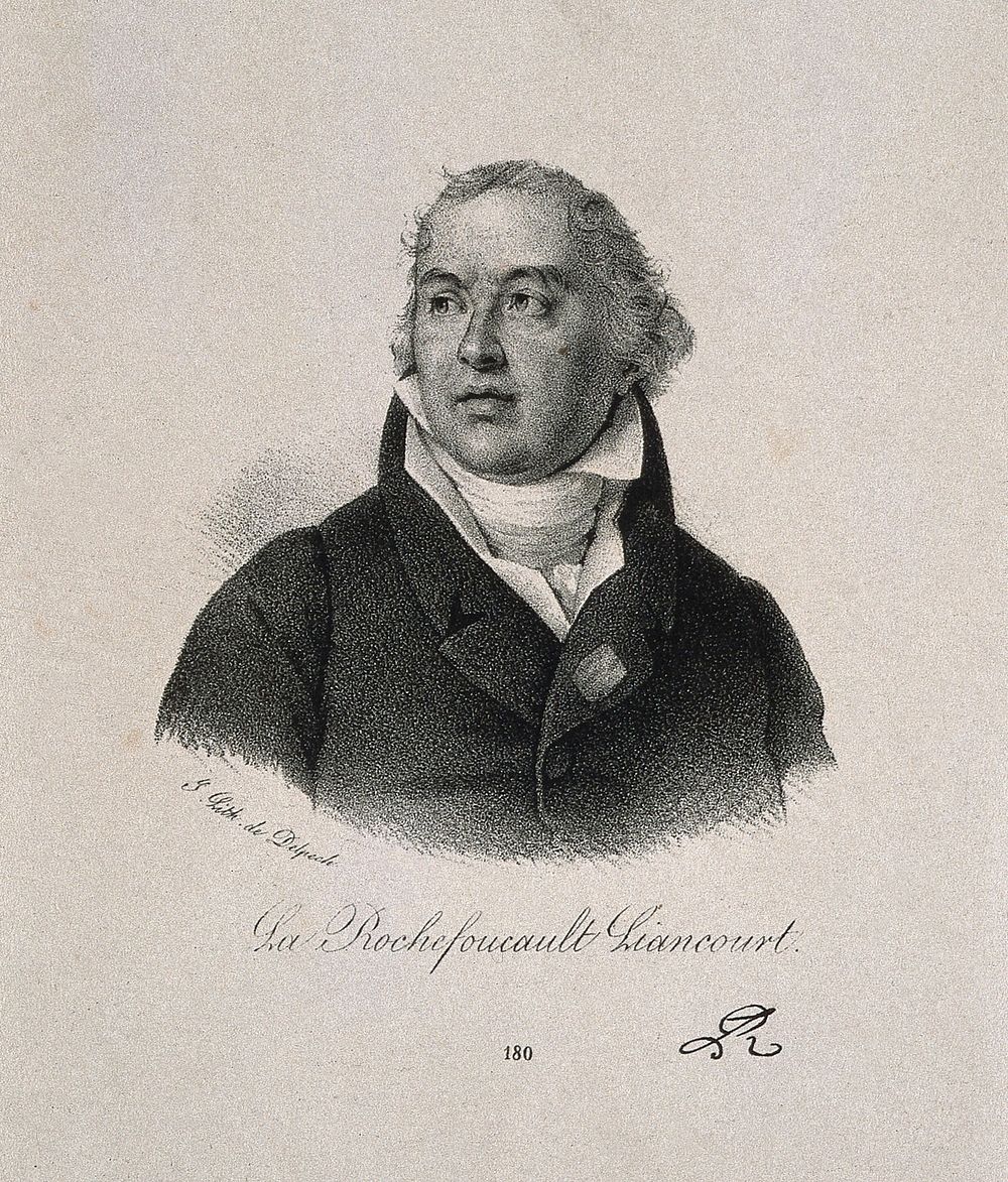 François Alexandre Frédéric, Duc de Larochefoucauld-Liancourt. Lithograph.