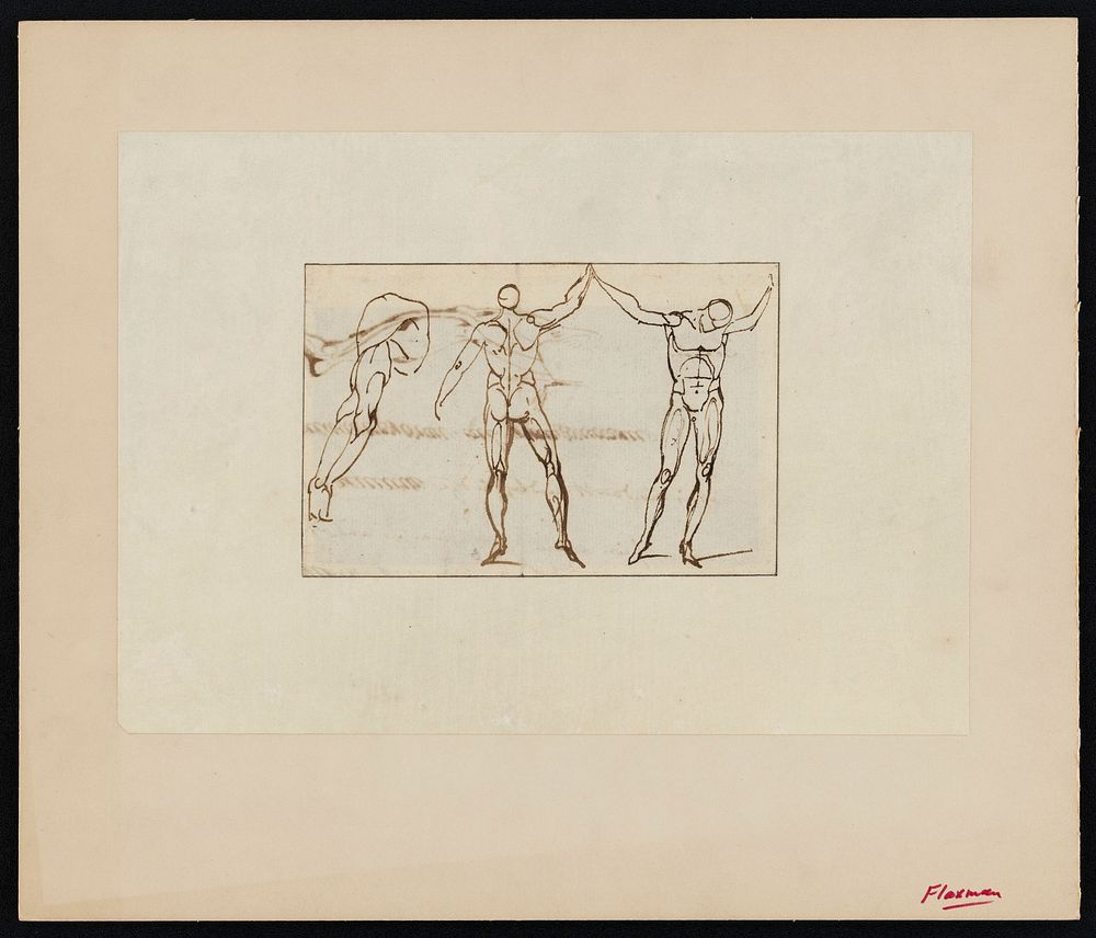 Anatomical figures. Ink drawing attributed to J. Flaxman, 18--.
