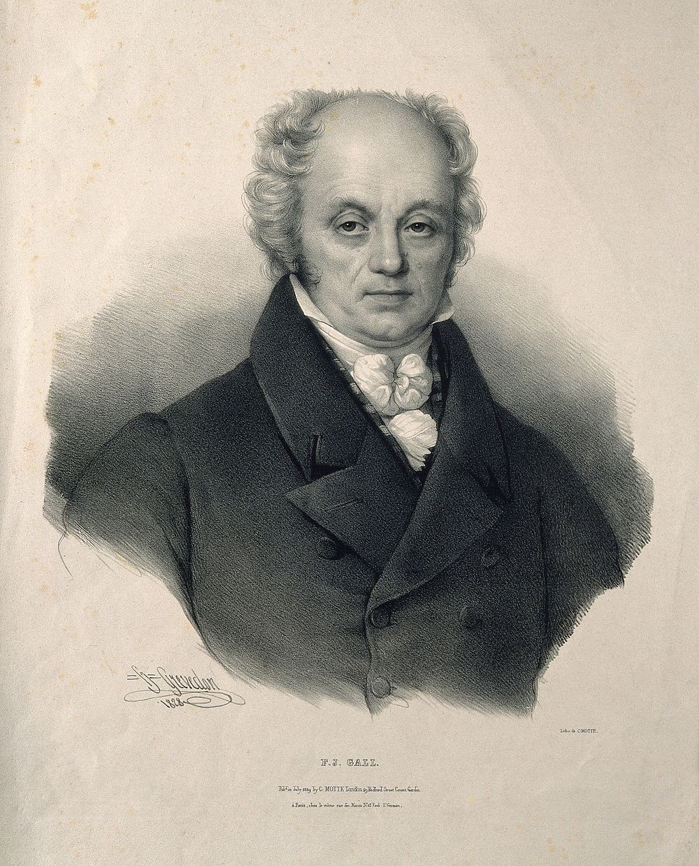 Franz Joseph Gall. Lithograph by H. Grevedon, 1828.