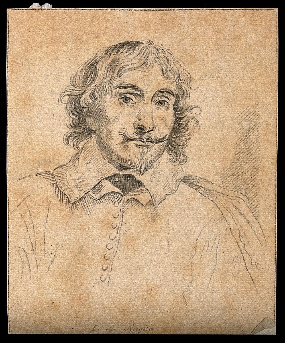 Abbé Cesare Alessandro Scaglia: portrait. Drawing, c. 1791, after A. van Dyck, 1634/35.