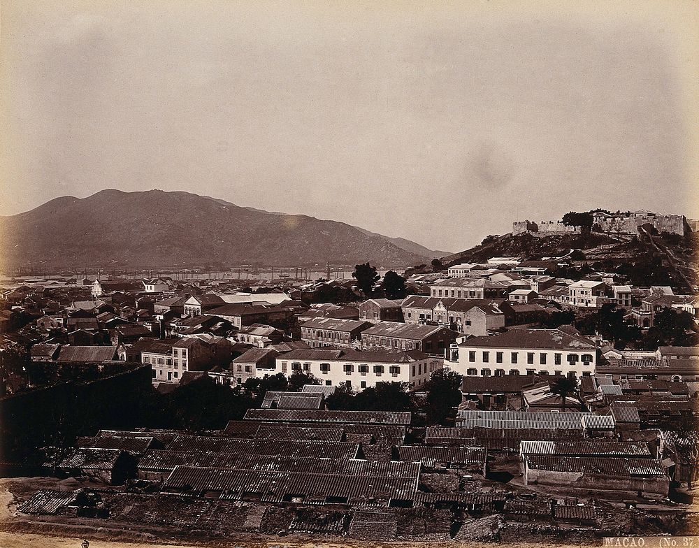 Macao Island: view across Macao City, looking towards the inner harbour. Photograph by W.P. Floyd, ca. 1873.