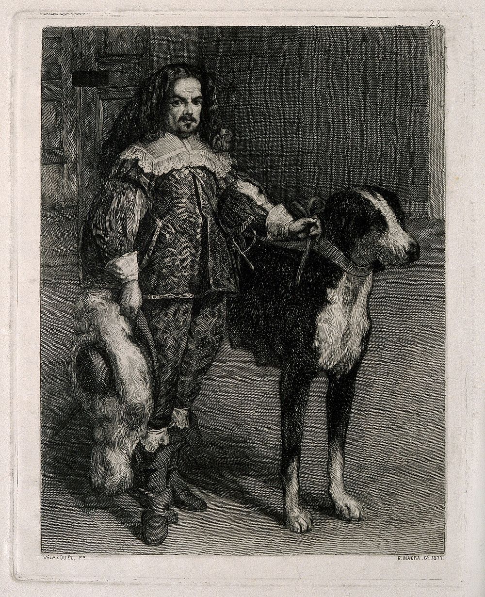 Don Antonio, a dwarf to Philip IV. Etching by B. Maura y Montaner, 1877, after D. Velazquez.