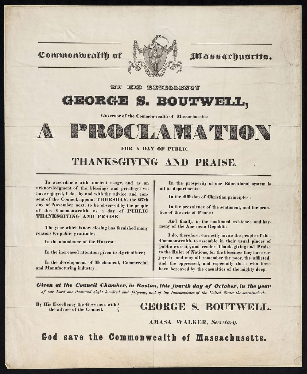 Commonwealth of Massachusetts, by His Excellency George S. Boutwell, Governor of the Commonwealth of Massachusetts: a…