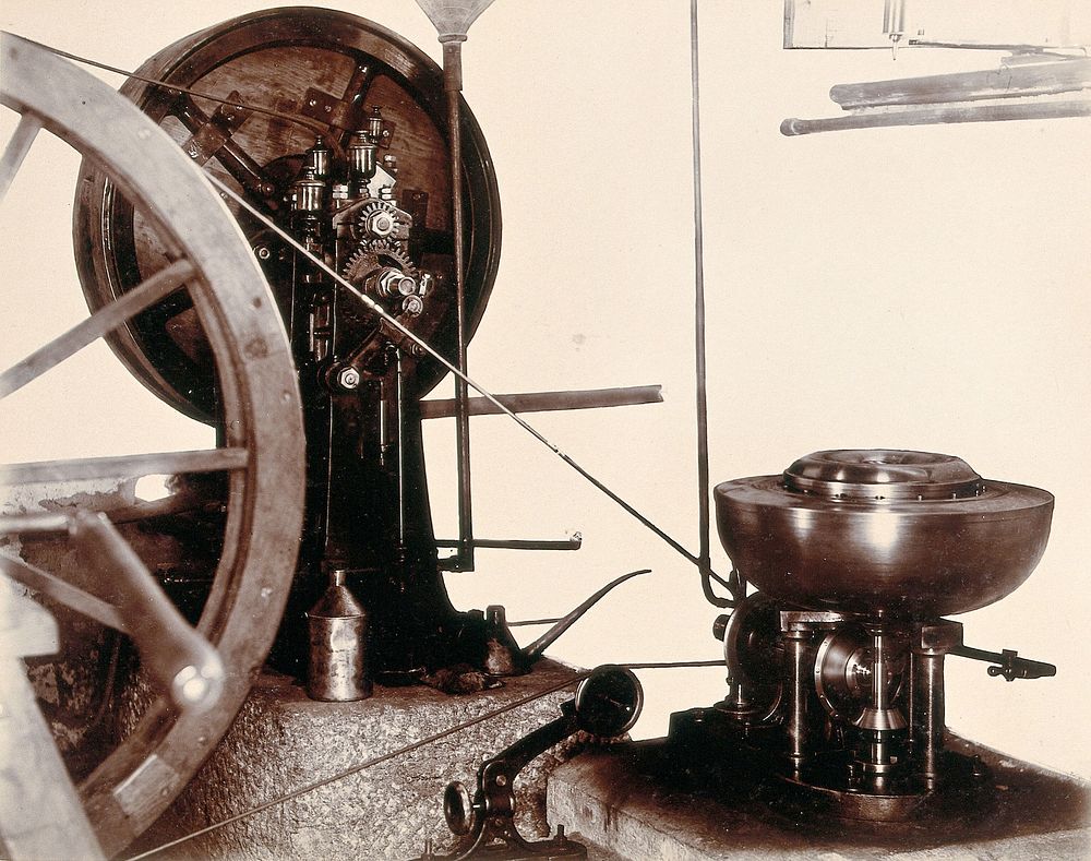 Imperial Bacteriological Laboratory, Muktesar, Punjab, India: a centrifugal machine and gas motor. Photograph, 1897.