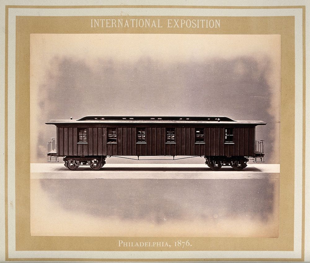 Philadelphia International Exposition, 1876: American Civil War Army of the Potomac train carriage: the hospital car: a…