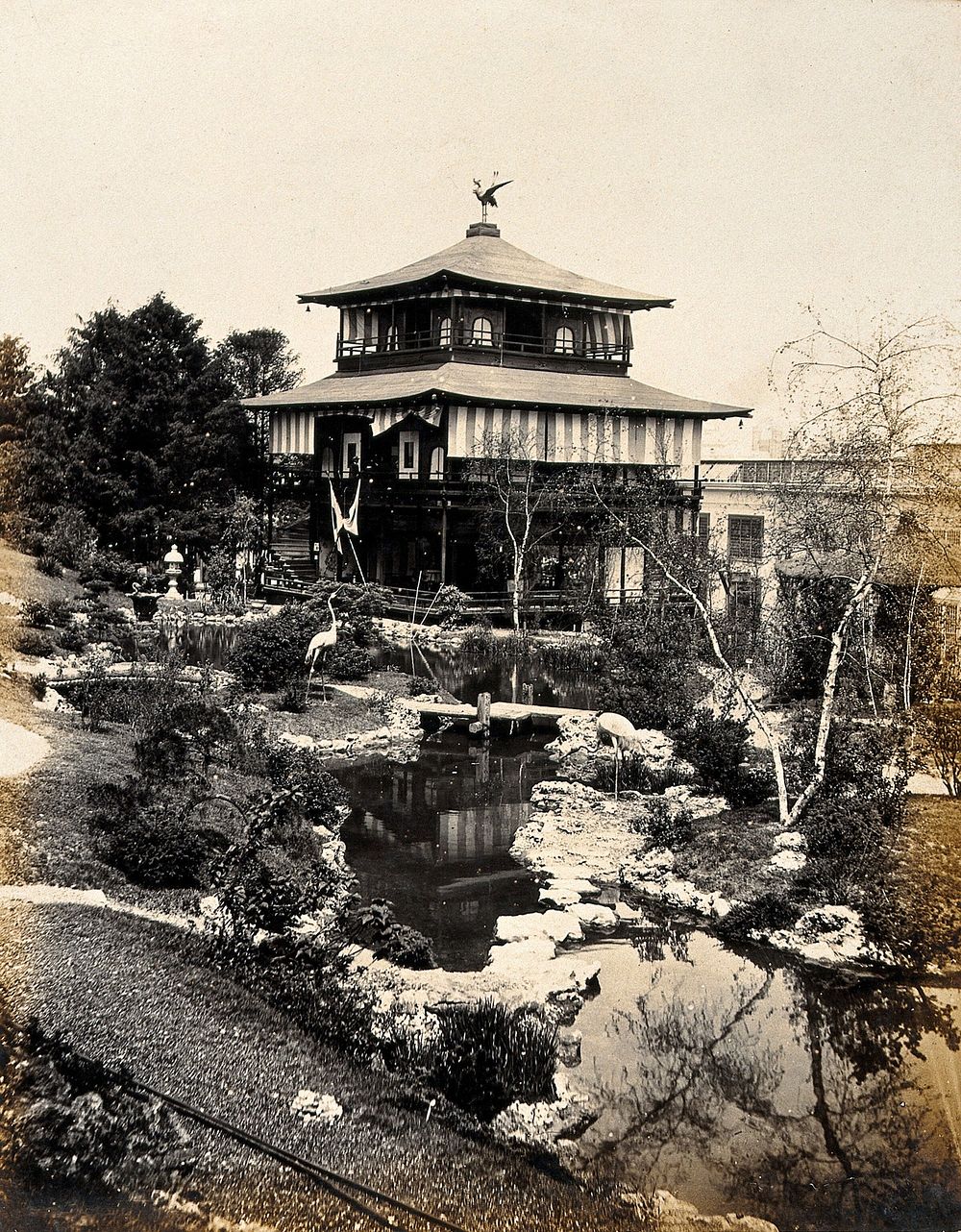 The 1904 World's Fair, St. Louis, Missouri: a Japanese exhibit: the Enchanted Garden and a traditional Japanese house.…