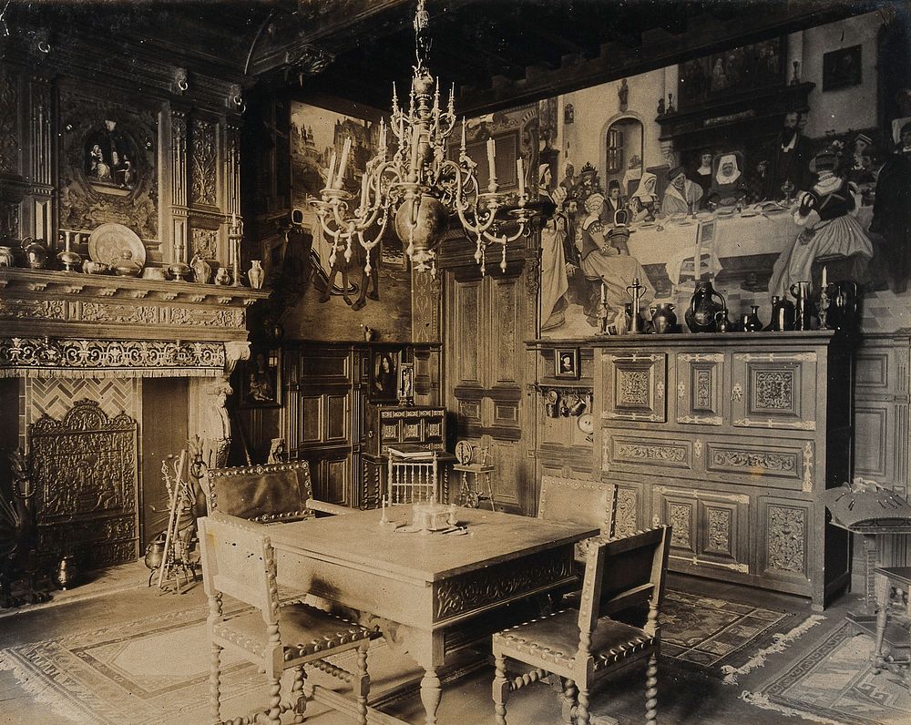 The 1904 World's Fair, St. Louis, Missouri: Belgian interior design: a traditionally Flemish room. Photograph, 1904.