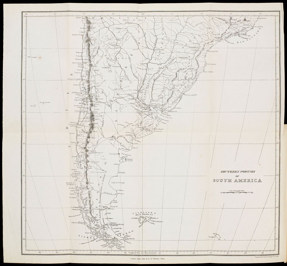 Map of Southern portion of South America.