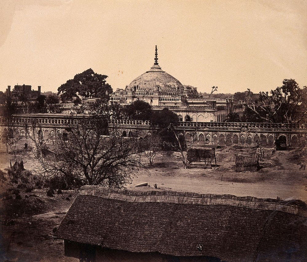 Lucknow, India: the Shah Nujuf, or Tomb of Ghazu-oo-deen Hydern, after the Indian Rebellion. Photograph by Felice Beato, ca.…