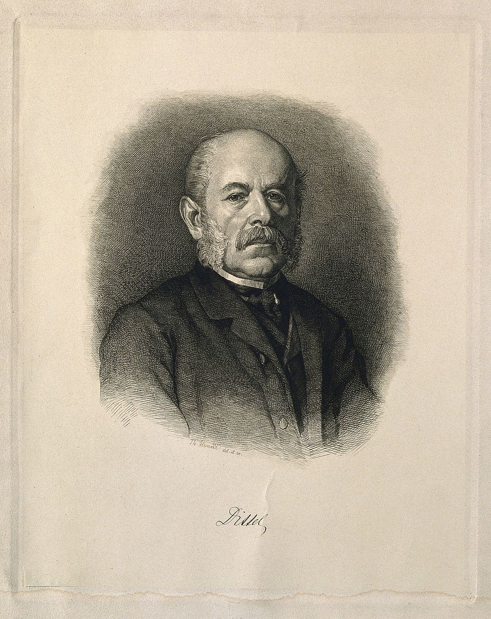 Leopold von Dittel. Etching by T. Hrnčíř.