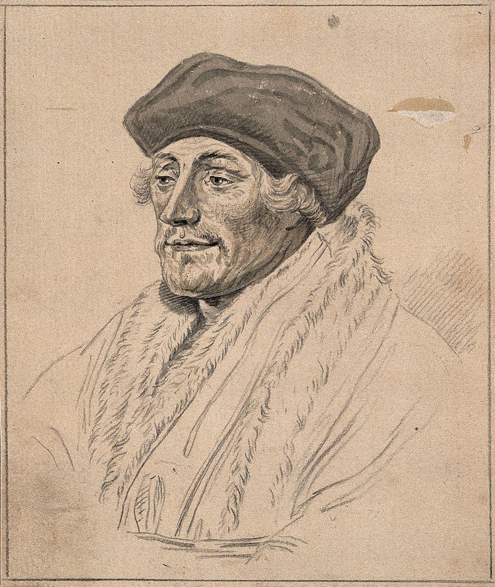 Desiderius Erasmus. Drawing, c. 1792, after H. Holbein.