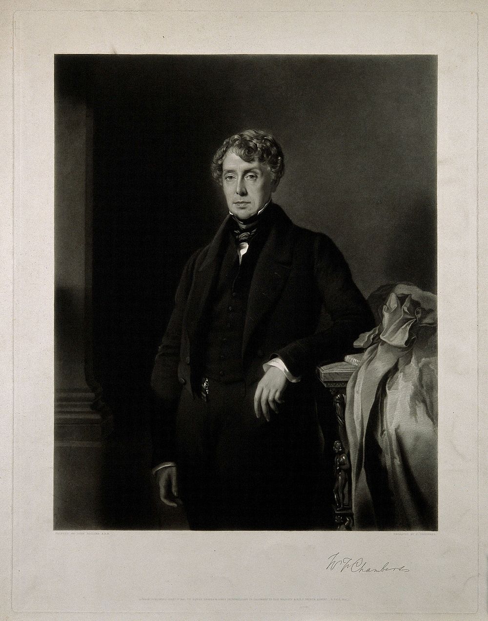 William Frederick Chambers. Mezzotint by H. Droehmer, 1851, after J. Hollins, 1842.