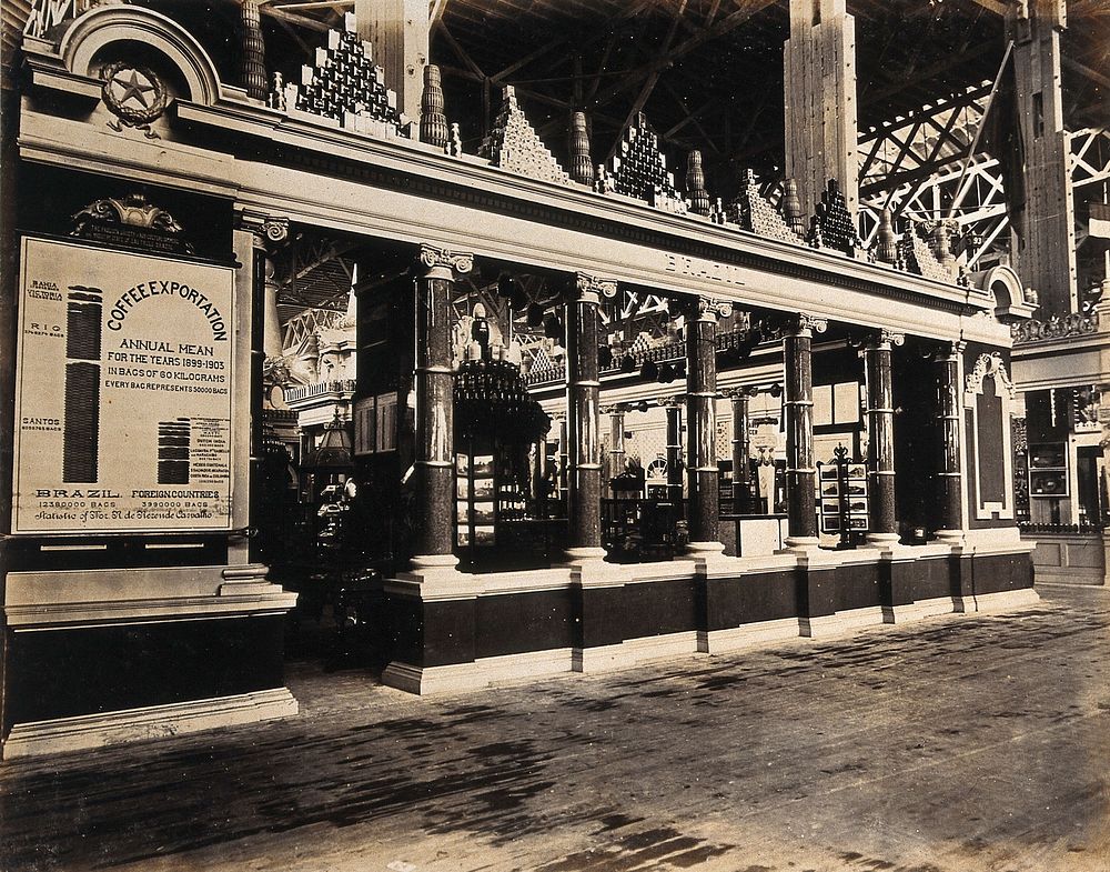 The 1904 World's Fair, St. Louis, Missouri: a Brazilian agricultural exhibit. Photograph, 1904.