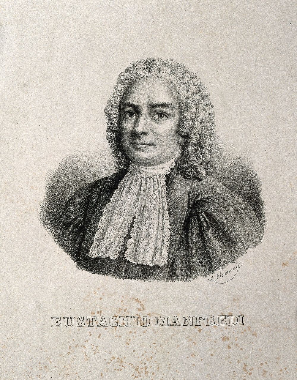 Eustachio Manfredi. Lithograph by C. Luccarini.