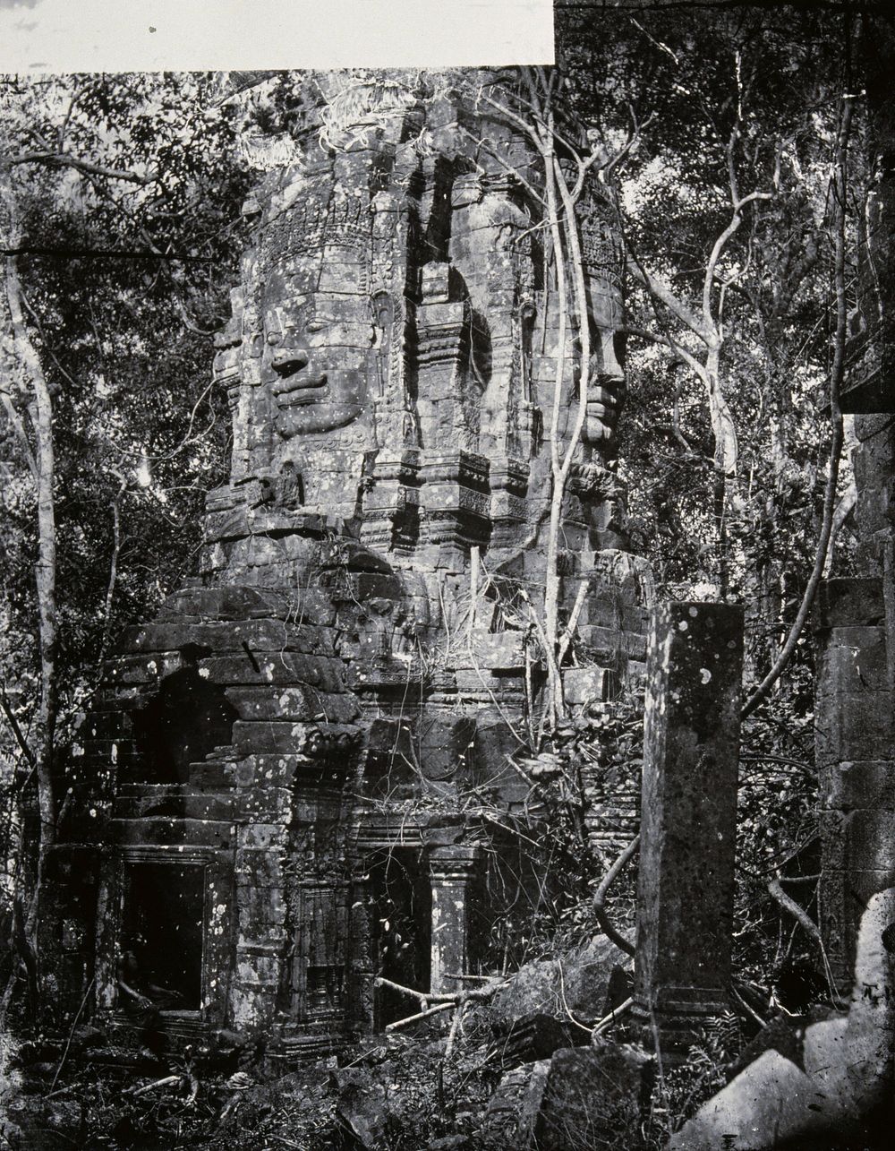 A tower at Nakhon Thom [Angkor Wat], Cambodia. Photograph, 1981, from a negative by John Thomson, 1866.