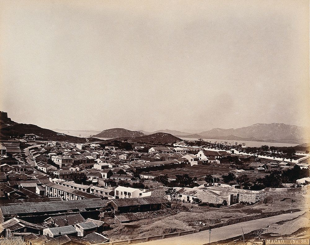 Macao Island: the northern part of Macao City and Cemetery. Photograph by W.P. Floyd, ca. 1873.