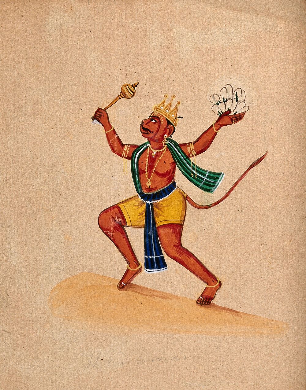 Hanuman. Gouache drawing.