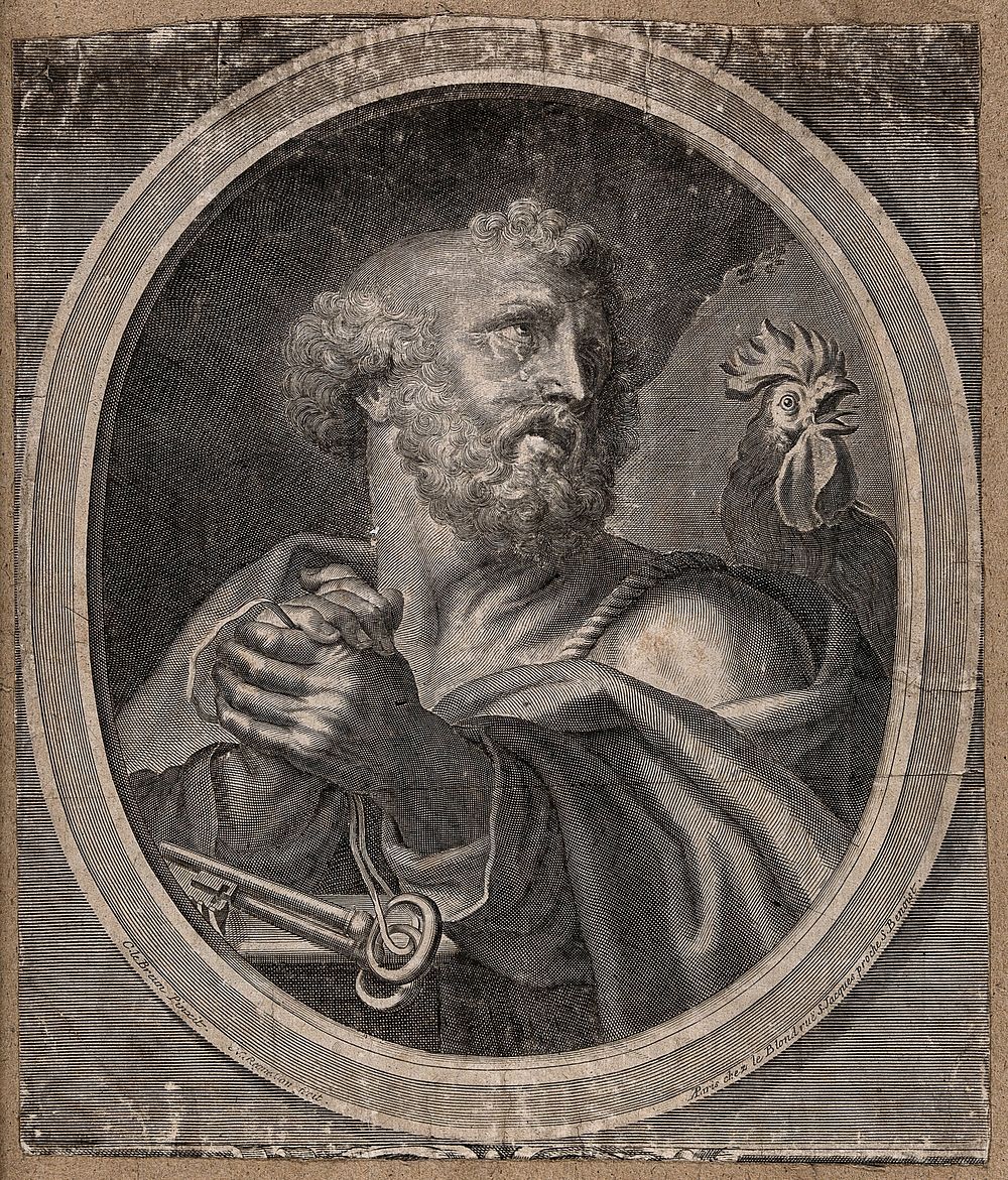 Saint Peter. Line engraving by N. Regnesson after C. Lebrun.