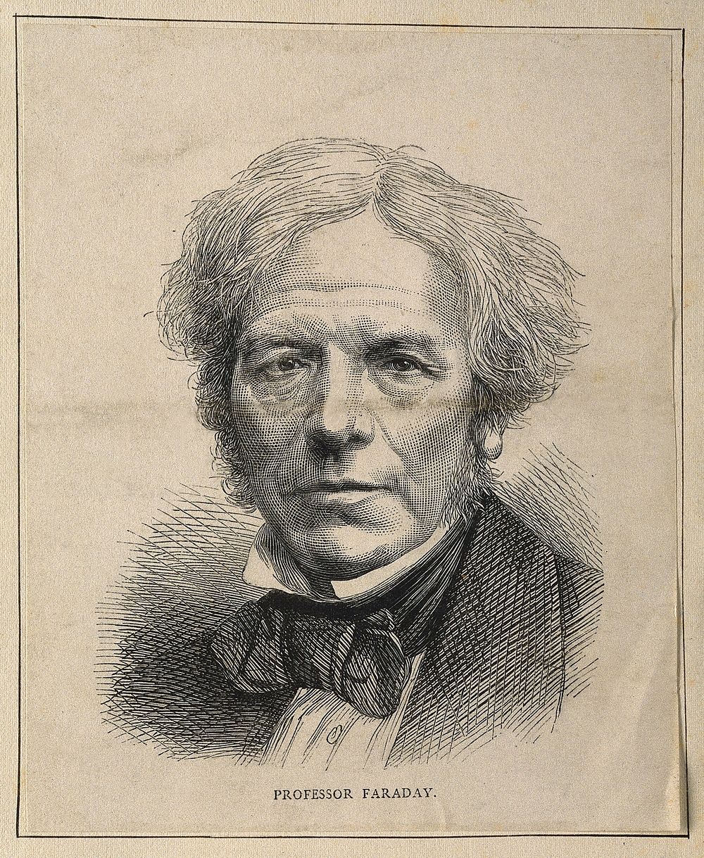 Michael Faraday. Wood engraving.