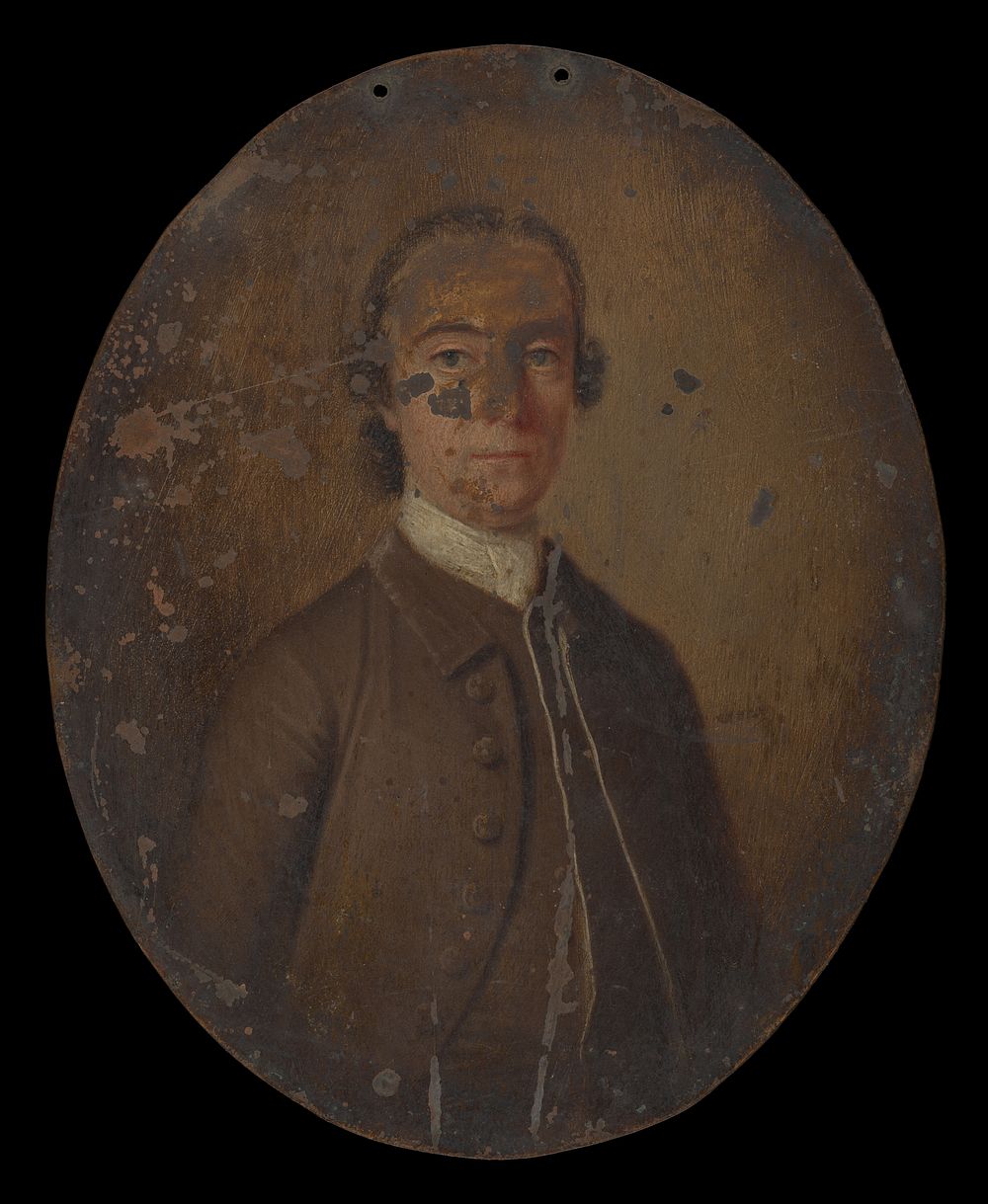 A man, half-length, directed to right, facing front. Oil painting, 17--.