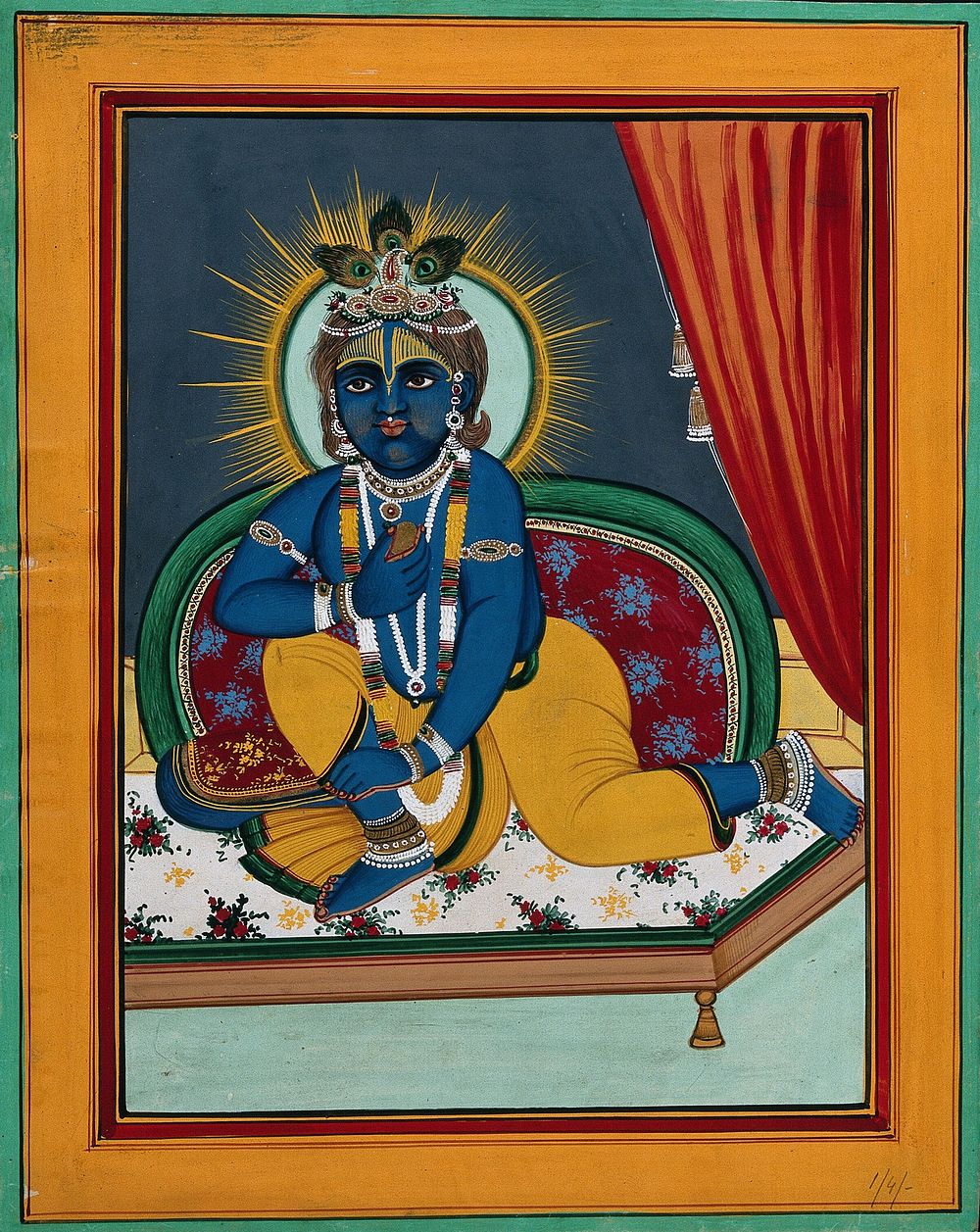 Krishna as a child. Painting by an Indian artist, 1800s.