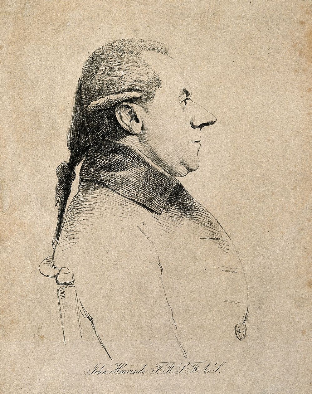 John Heaviside. Soft-ground etching by W. Daniell after G. Dance.