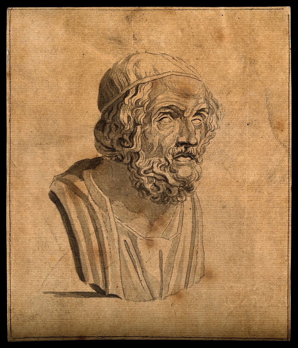 A bust reputed to be of Homer. Drawing, c. 1791.